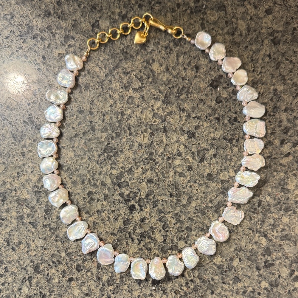 Brinker + Eliza Gold and White Shell Necklace - “Stepping Stone”
